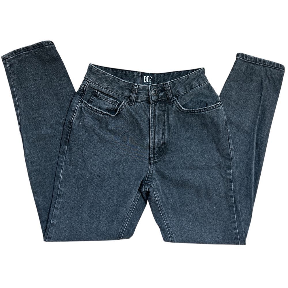 Urban‎ Outfitters BDG Washed Black Mom Denim Jeans High Rise Straight Size 24 W